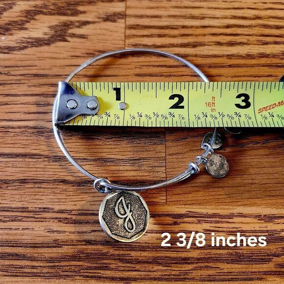 ALEX AND ANI Initial "J" Charm and Silver Bangle Bracelets (2) MINIMALIST - Picture 6 of 7